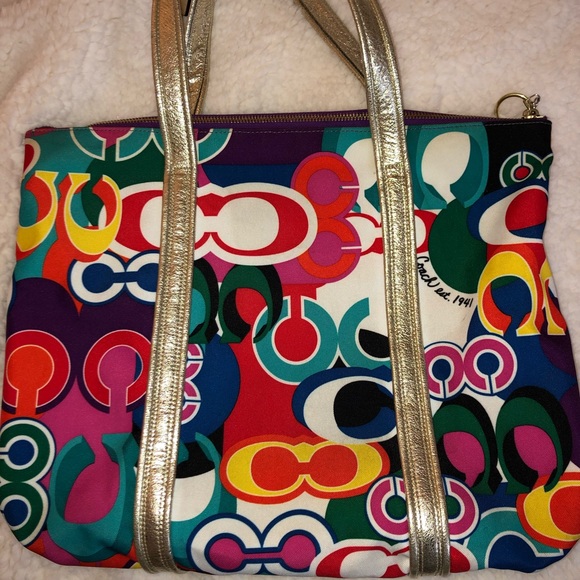 Rare Coach Poppy C Glam Tote - Picture 2 of 8
